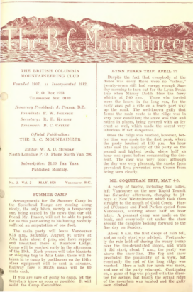 The B.C. Mountaineer 1924 May cover